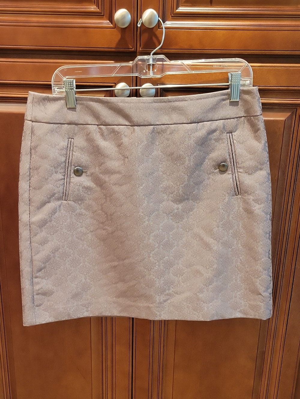 LOFT Light Taupe Floral Jacquard Mini Skirt